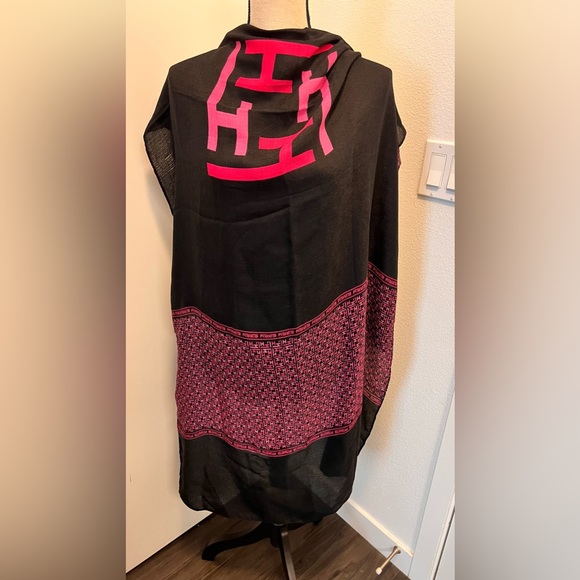 New Effy logo large shawl scarf black and hot pink - Picture 2 of 4